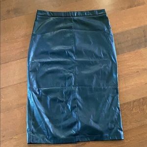 Black faux leather pencil skirt